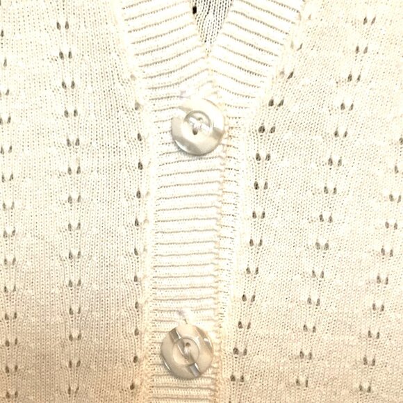 Alfred Dunner Pullover Sweater Vest: Vintage 80s Short Sleeved Cream Top, Size S - Picture 7 of 9